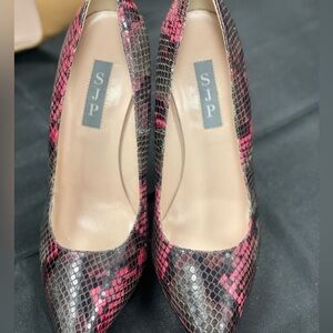 SJP Women's Pink and Brown Snakeskin Heels- size 37 1/2